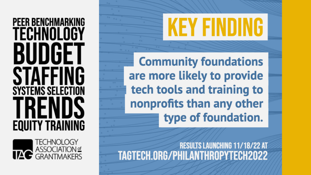community foundations are more likely to provide tech tools and training to nonprofits than any other type of foundation
