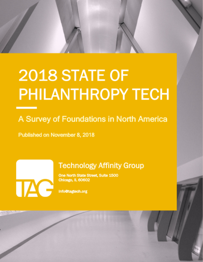 cover page for 2018 state of philanthropy tech